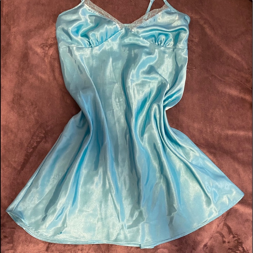 blue slip dress